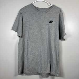 Nike Sportswear Club Tee Mens L Gray Black Futura Logo Classic Swoosh Minimalist